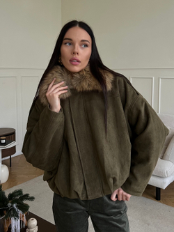 Парка замшевая зеленый