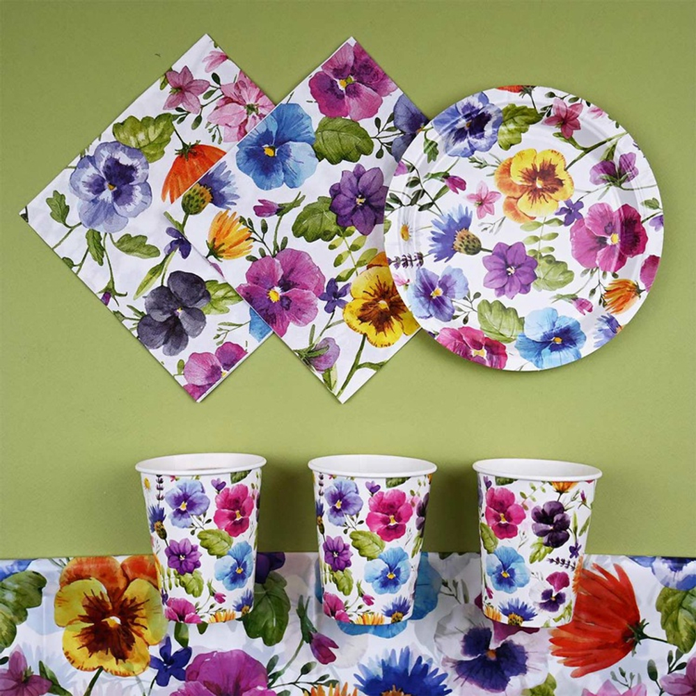 Тарелки фольгированные «Полевые цветы», 17 см/ 23 см, 6 шт