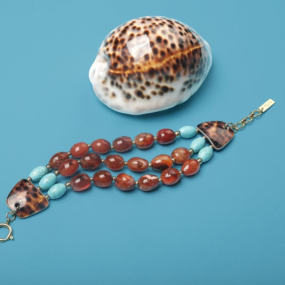 Браслет Nature Bijoux, Surabaya, с агатом, говлитом и раковиной тигровой Ципреи, NB25.2-13-44274 (ко