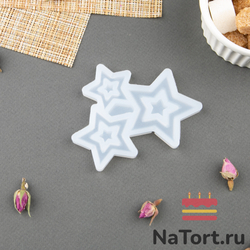 Силиконовая форма для леденцов «Звезды сквозные 3 в1»
