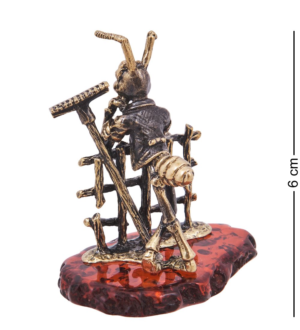 Народные промыслы AM-4157 Фигурка «Кузнечик Дачник» (латунь, янтарь)