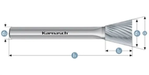 Борфреза твердосплавная Karnasch форма B, 6х18х6х50 мм, насечка HP-6, без покрытия, арт. 11.3014-050