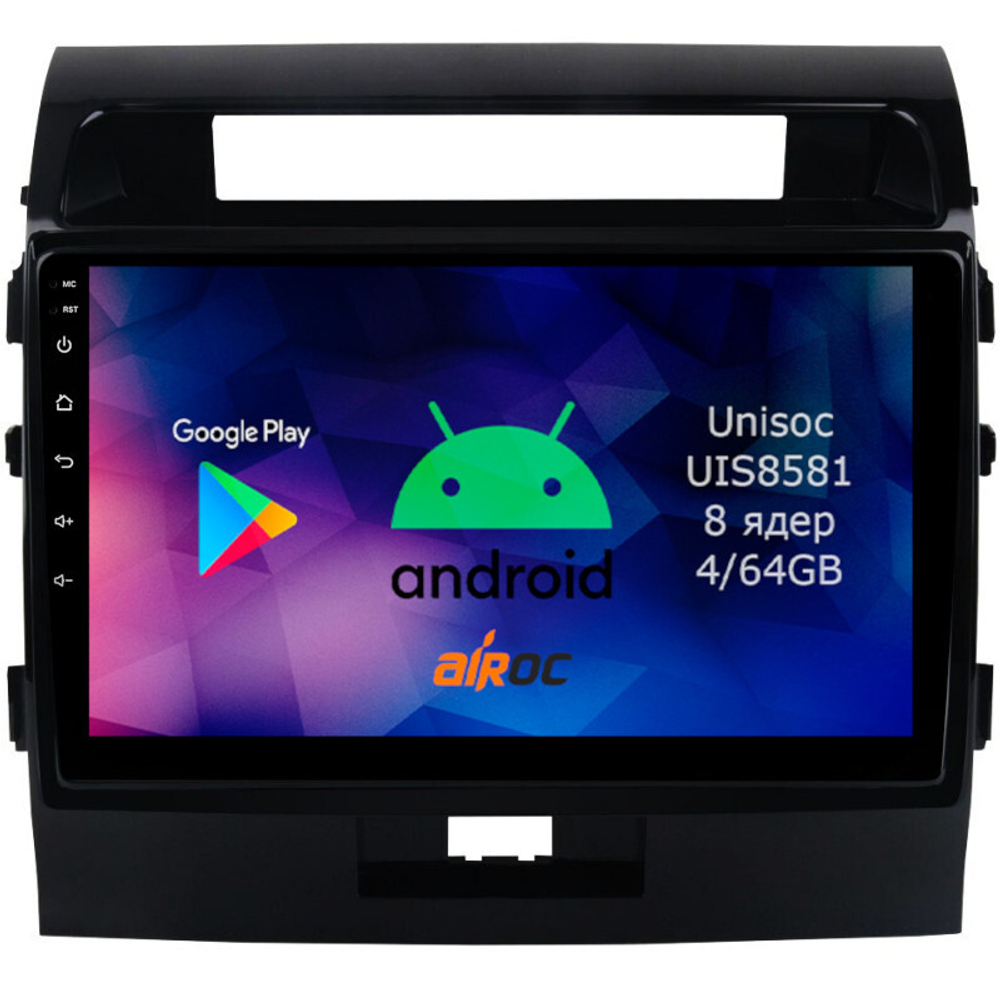 Магнитола для Toyota Land Cruiser 200 2007-2015 (экран климата внизу) - Roximo RM-1111 Android 12, 8-ядер, 4/64Гб, Carplay, 4G SIM-слот