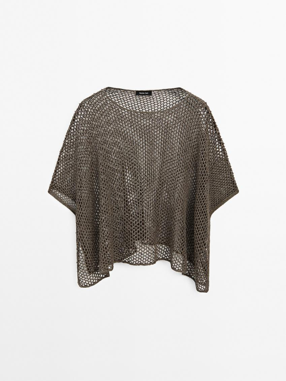 Massimo Dutti Короткая ажурная накидка, коричневый