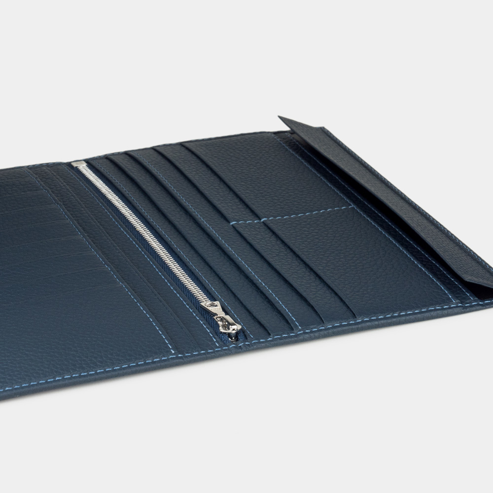 Кошелек мужской кожаный, теленок синего цвета