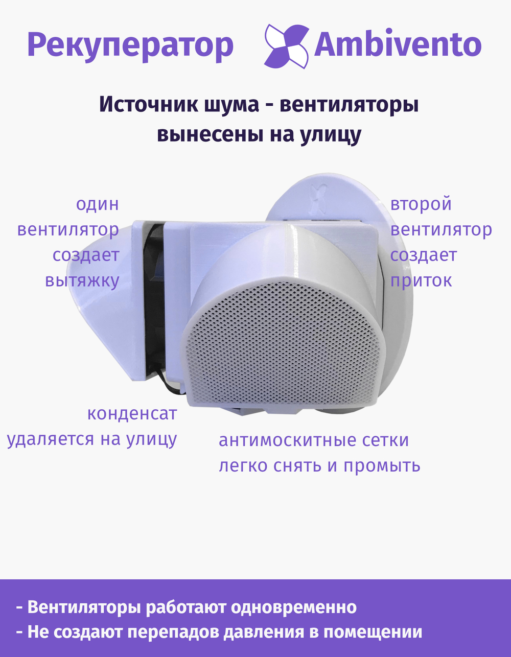 Рекуператор 65 м3/час для стен толщиной до 26см