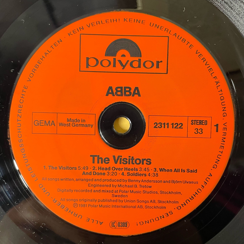 Винтажная виниловая пластинка LP ABBA АББА The Visitors (Германия 1981)