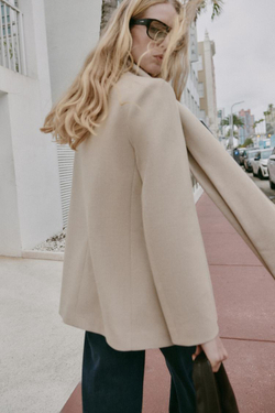 ZARA БЛЕЙЗЕР С ВОРОТНИКОМ-ШАРФОМ, ПЕСОЧНЫЙ