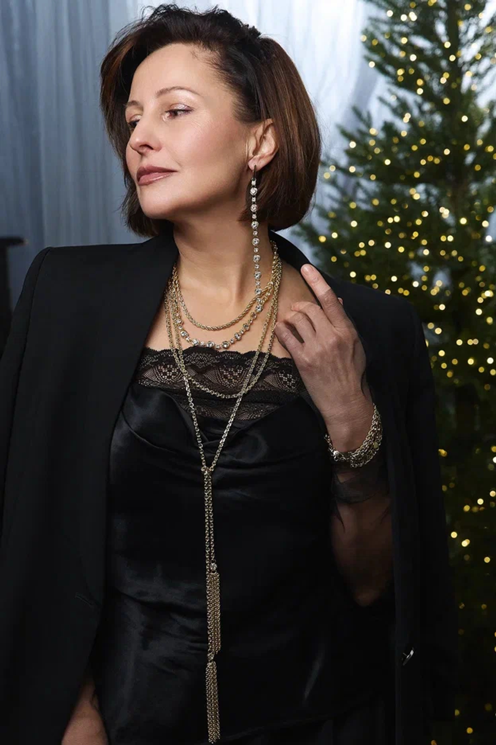 Колье "Богема" с цирконами, оттенок золото