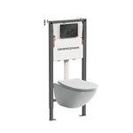 Унитаз подвесной Ceramica Mono CN1905 белый, безободковый, с инсталляцией Balance CN121001MB и кнопкой Circle черный матовый