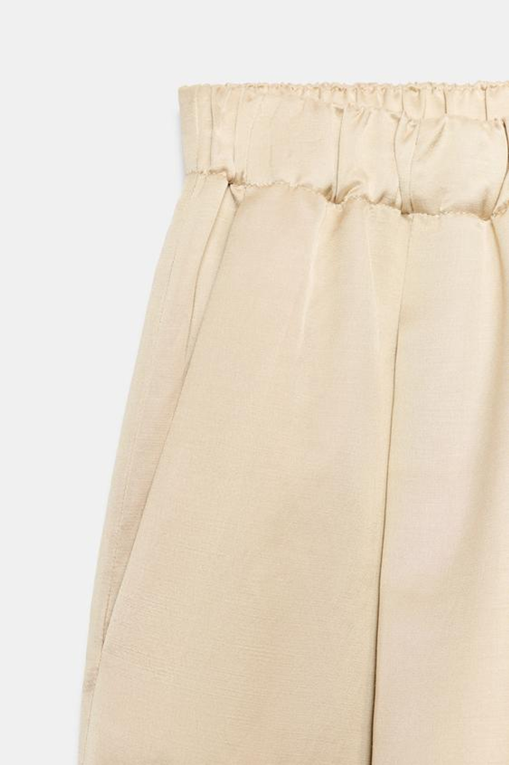 ZARA АТЛАСНЫЕ БРЮКИ-БОЧКИ — ZW COLLECTION, БЕЖЕВЫЙ