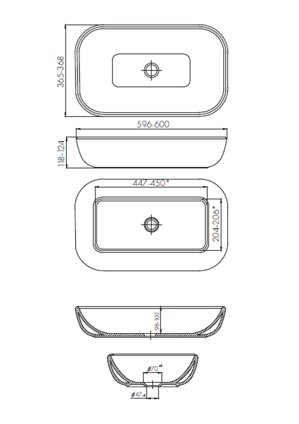 Раковина керамическая INFINITY 60 1AX169WBXX000