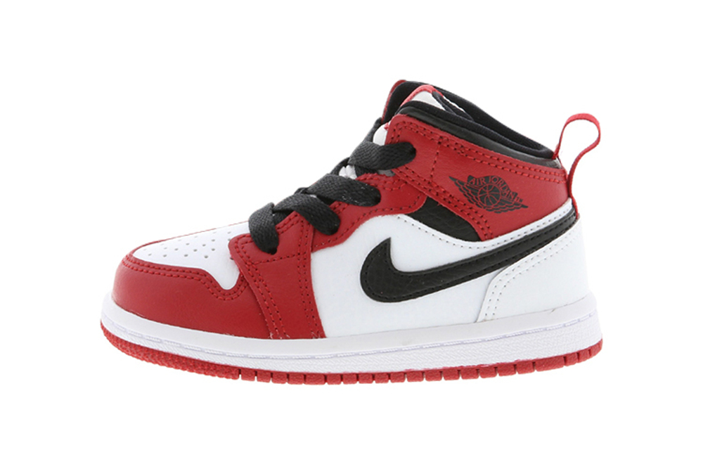 Baby Jordan Air Jordan 1 Mid non-slip wear-resistant lightweight mid-top retro basketball shoes white red