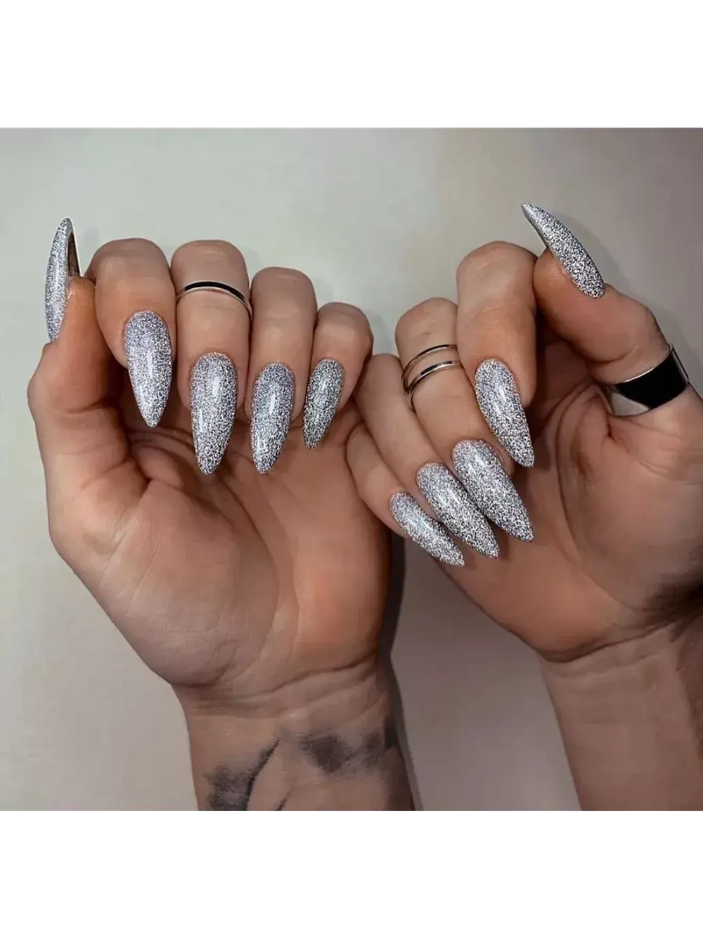 Гель лак ElliS 367 светоотражающий с блестками серебристый