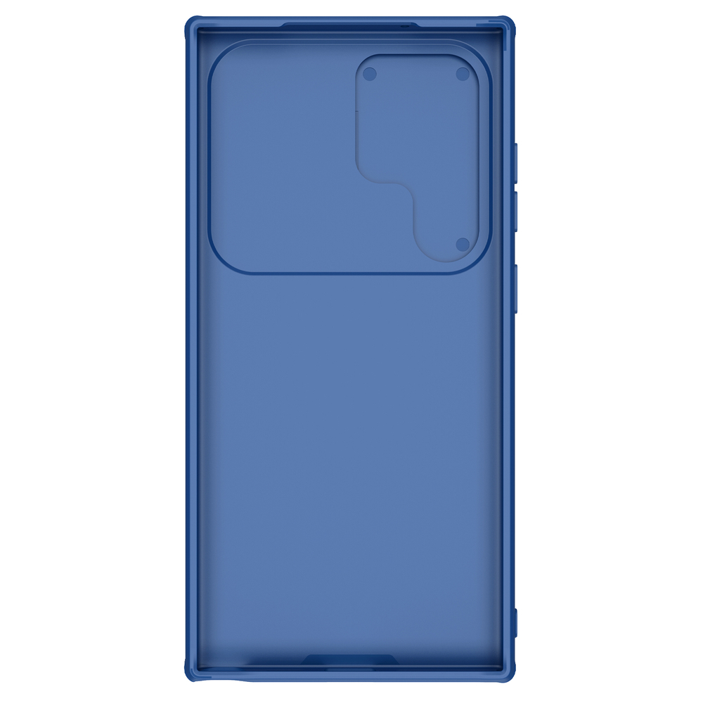 Чехол синего цвета усиленный с защитной шторкой для камеры от Nillkin на Samsung Galaxy S24 Ultra, серия CamShield Pro Case