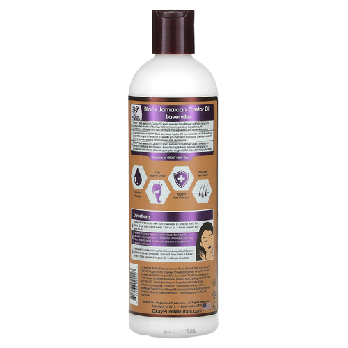 Okay Pure Naturals, Черное ямайское касторовое масло, кондиционер, лаванда, 355 мл (12 жидк. унц.)