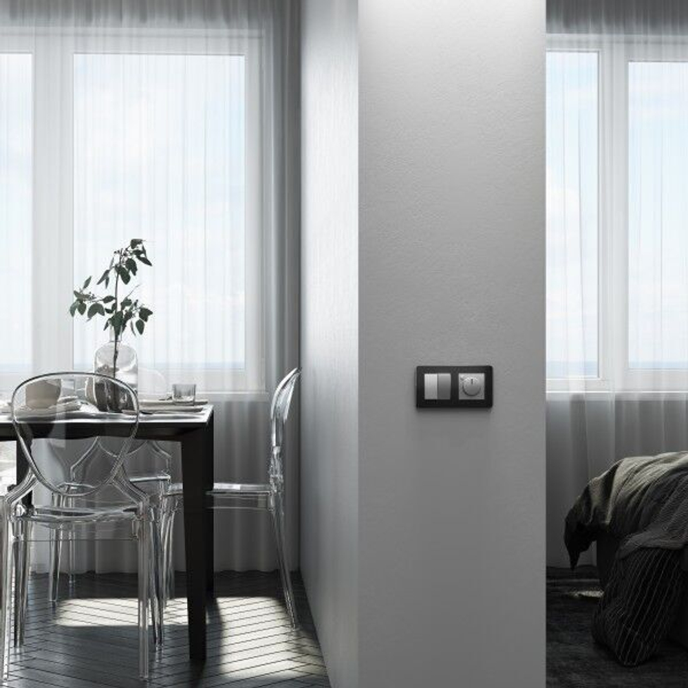 Перекрестный выключатель двухклавишный (серебряный)