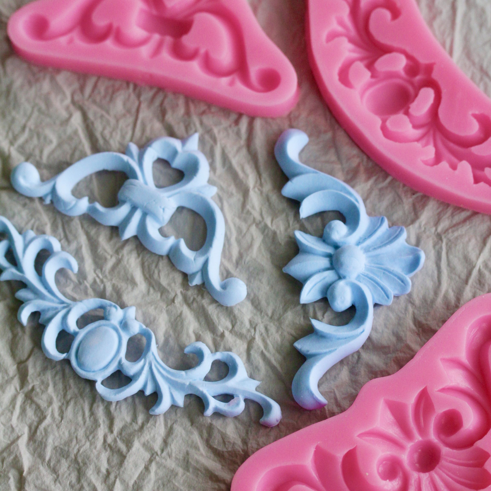 Молды силиконовые для творчества "Набор 3 молда. Лепнина 2" / Форма для лепки из полимерной глины вензели, для мыла и воска / Форма для мыла