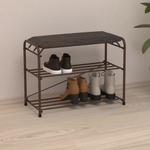 Подставка для обуви "Альфа 23" с сиденьем, коричневая