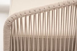 "Канны" диван модульный плетеный из роупа, каркас алюминий белый, роуп бежевый круглый, ткань бежевая 15052