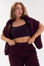 Джоггеры из футера с начесом в винном цвете