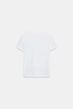 ZARA ФУТБОЛКА INTERLOCK С КОРОТКИМИ РУКАВАМИ, БЕЛЫЙ