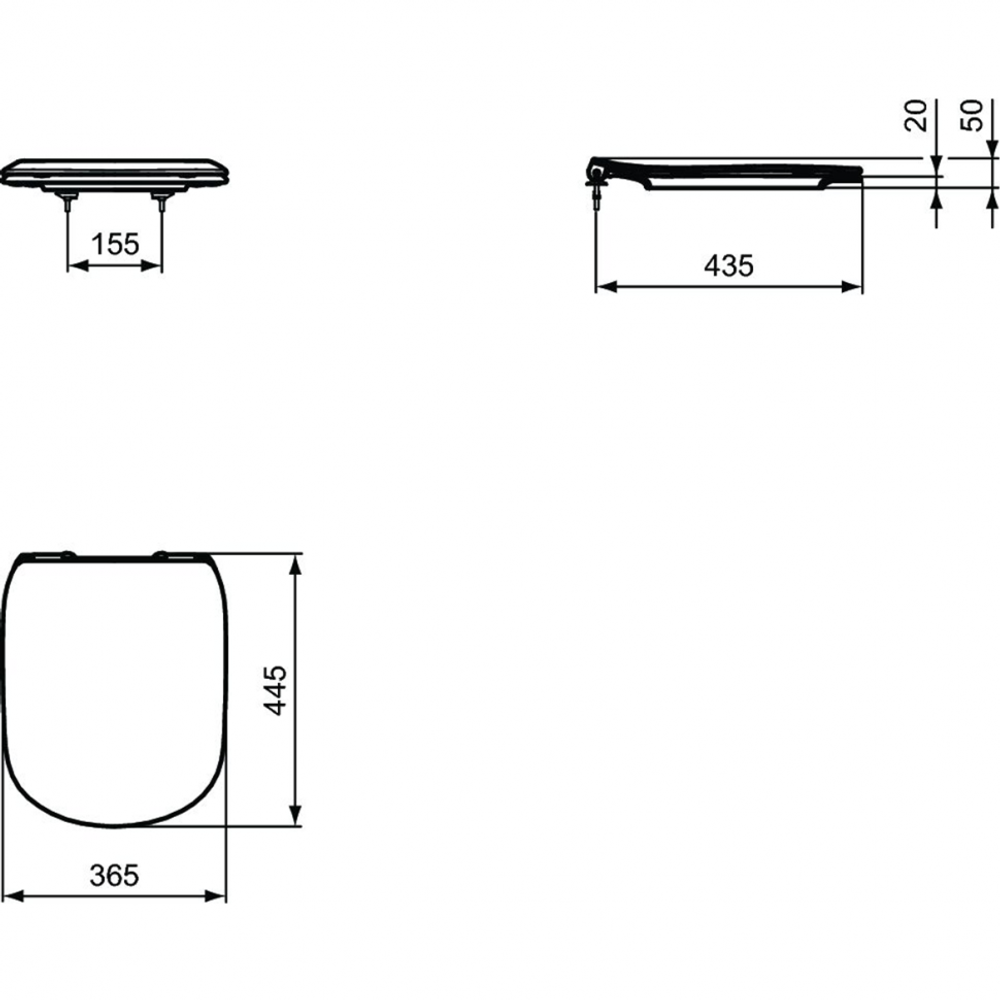 Тонкое сидение и крышка Silk White (матовый белый)  Ideal Standard TESI SILK WHITE T3527V1