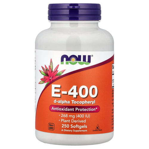 NOW Foods, натуральный витамин E-400, 268 мг, 250 капсул