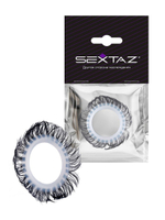 Эластичное эрекционное колечко с черными «ресничками» (Цвет: белый с черным)