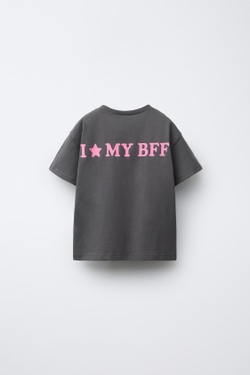 ZARA ФУТБОЛКА С ВЫШИВКОЙ, УГОЛЬНЫЙ