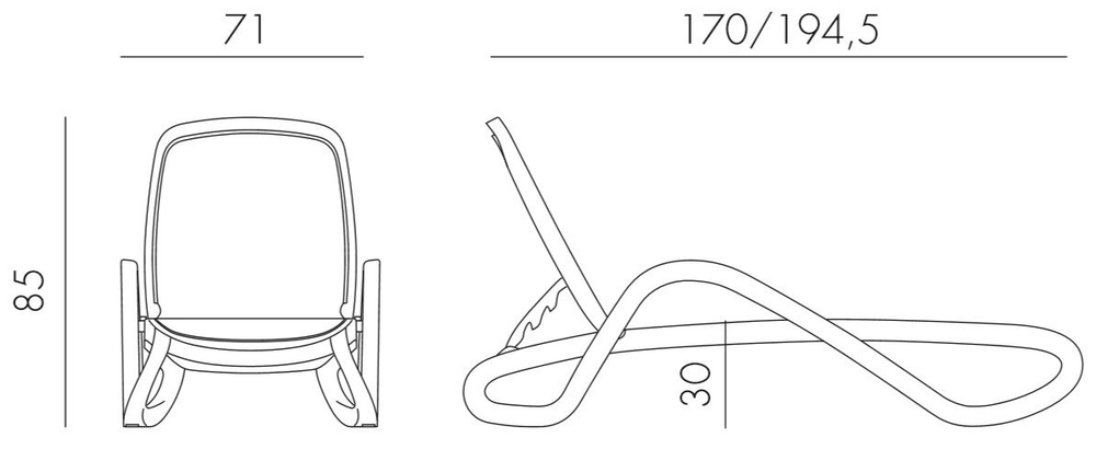 Шезлонг-лежак пластиковый Nardi Alfa, кофе