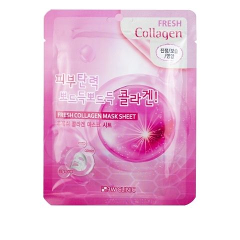 3W CLINIC МАСКА ТКАНЕВАЯ ДЛЯ ЛИЦА С КОЛЛАГЕНОМ FRESH COLLAGEN MASK SHEET, 23 ML