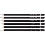 Карандаши чернографитные STAFF "College", НАБОР 6 шт., 2H-2B, без резинки, черный корпус, заточенные, 181254