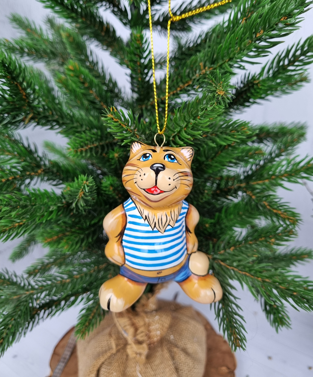 Кот Матроскин ёлочная игрушка из фарфора