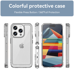 Усиленный чехол с защитными рамками для iPhone 15 Pro, увеличенные защитные свойства, прозрачные рамки