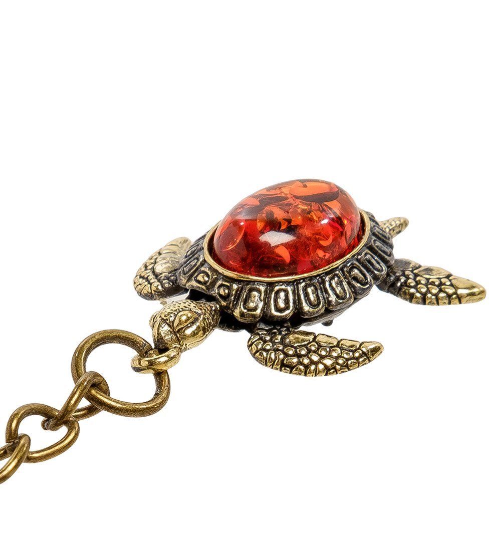 AM-2076 Брелок «Черепаха Живчик» (латунь, янтарь)