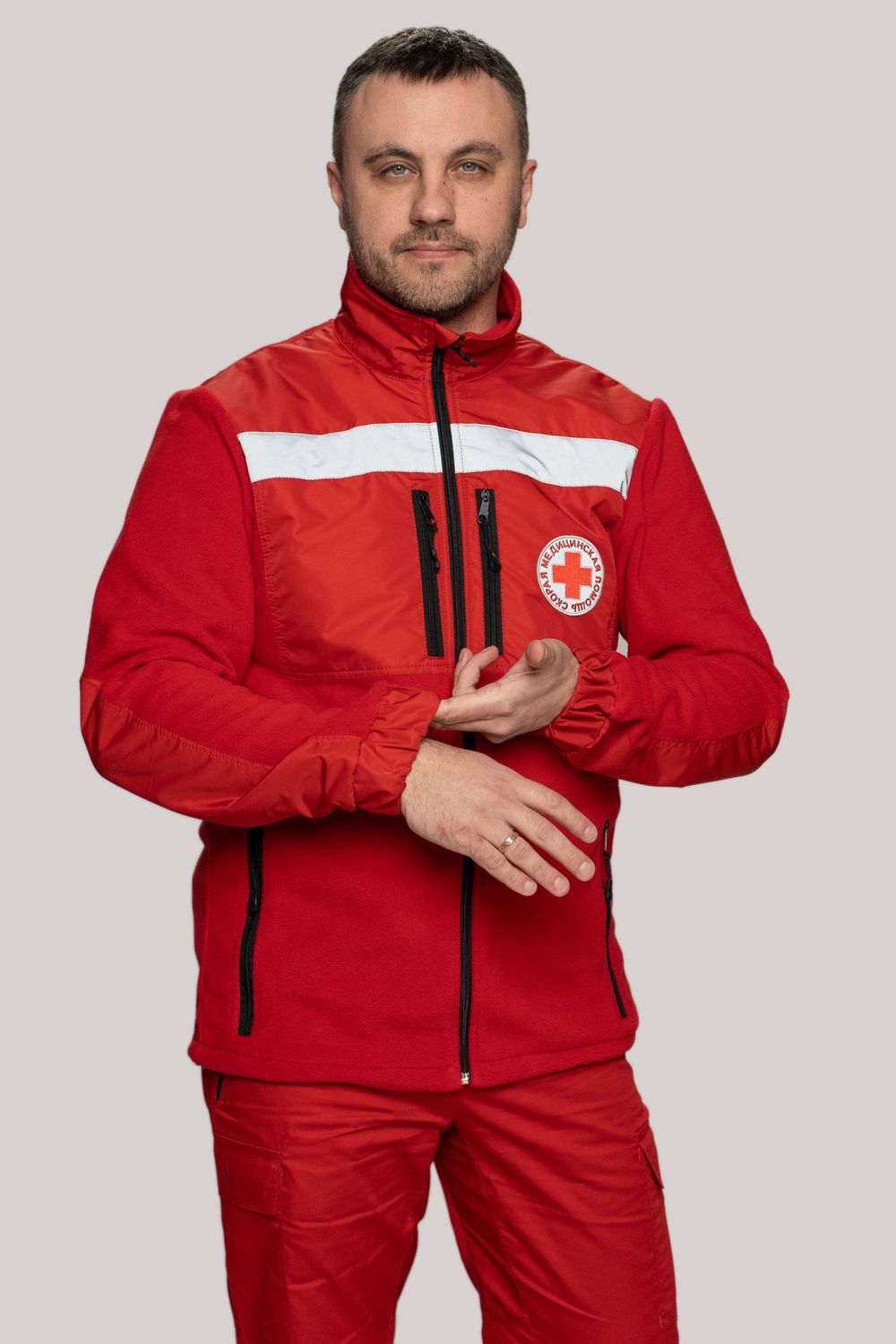 Толстовка флисовая мужская Скорая помощь Medicline цв. КРАСНЫЙ