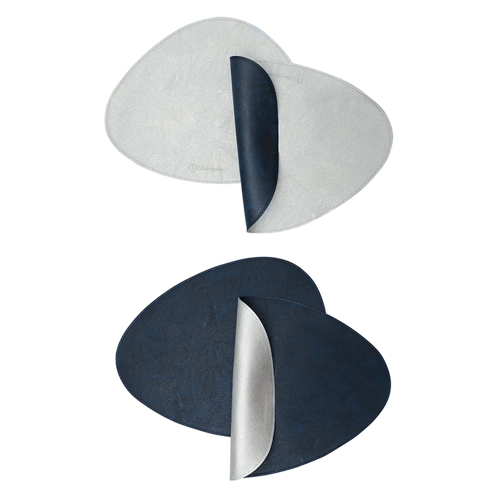 Набор из 4-х двухсторонних сервировочных салфеток drop, 33х41 см, синий/светло-серый