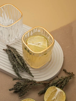 Набор бокалов под дерево, 200 мл. 6 шт. золотая кайма