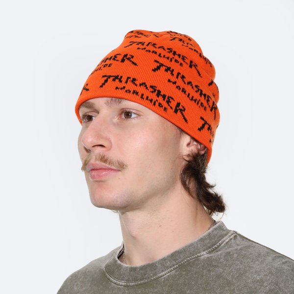 Шапка Thrasher Worldwide Skully Beanie (orange) артикул: - купить в магазине Дайс