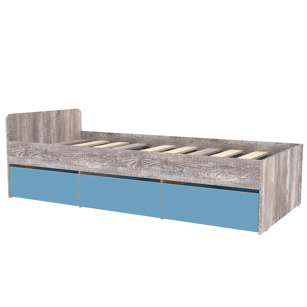 Кровать односпальная КарИВи КИВи Бетон Светло-синий, голубой