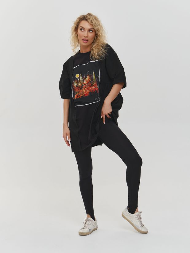Платье футболка с принтом МОСКВА, черное