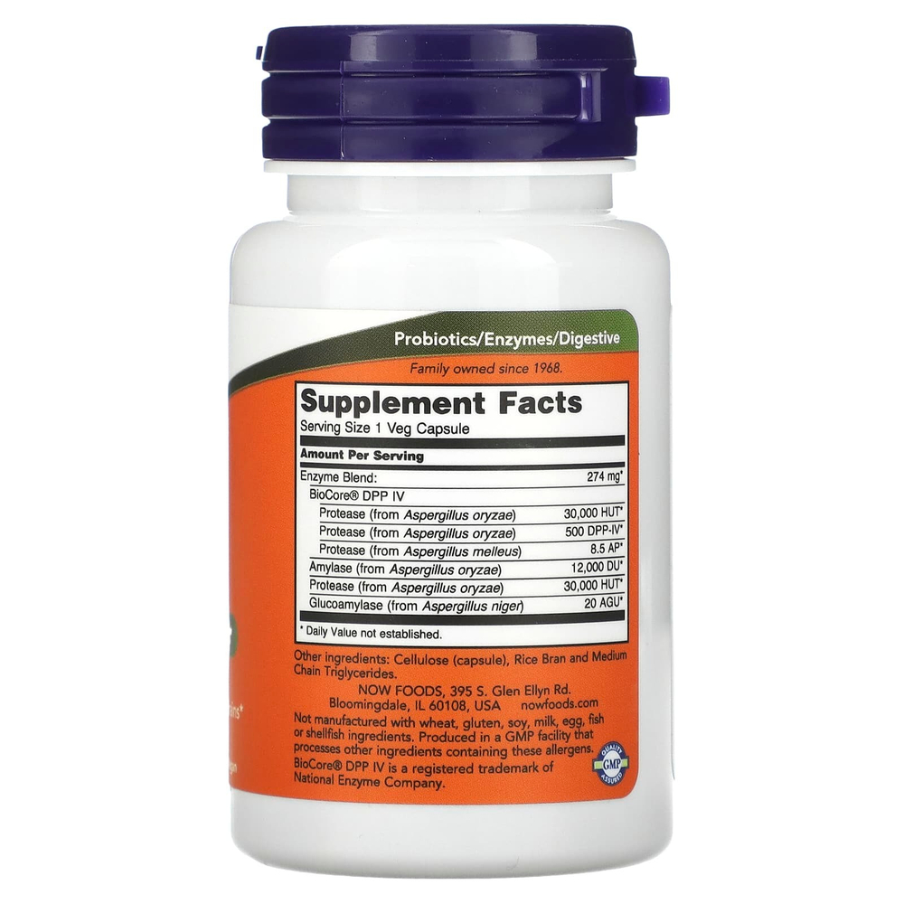 NOW Foods, Gluten Digest, добавка для переваривания глютена, 60 растительных капсул