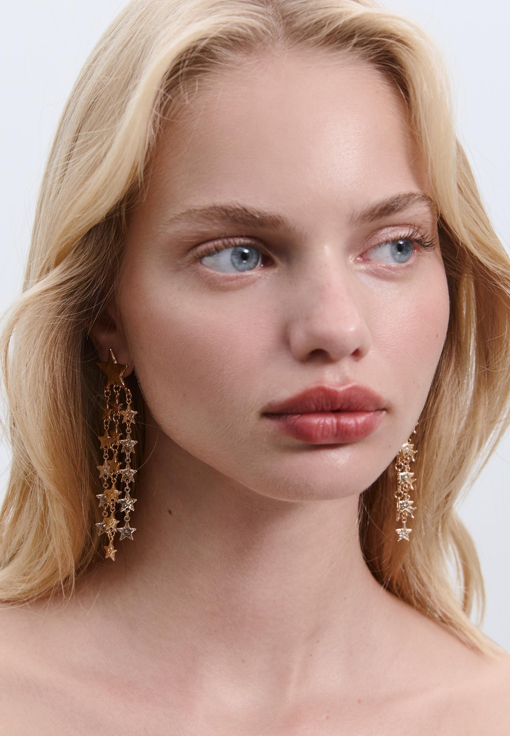 STRADIVARIUS Каскадные серьги-подвески в форме звезд, золотой