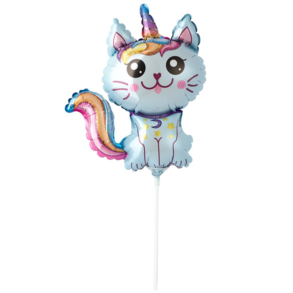Шар Фольгированный Кот-Единорог голубой (Голубой)
