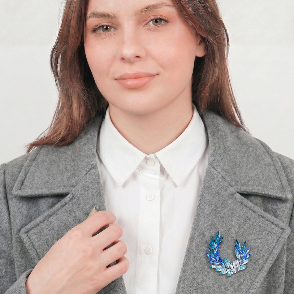 Брошь Fiore Luna КРЫЛЬЯ Zircon Crystal XR12879 BL/S