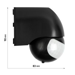 Датчик движения ЭРА MD 011 настенный инфракрасный 1200 Вт угол 180 градусов IP44, черный