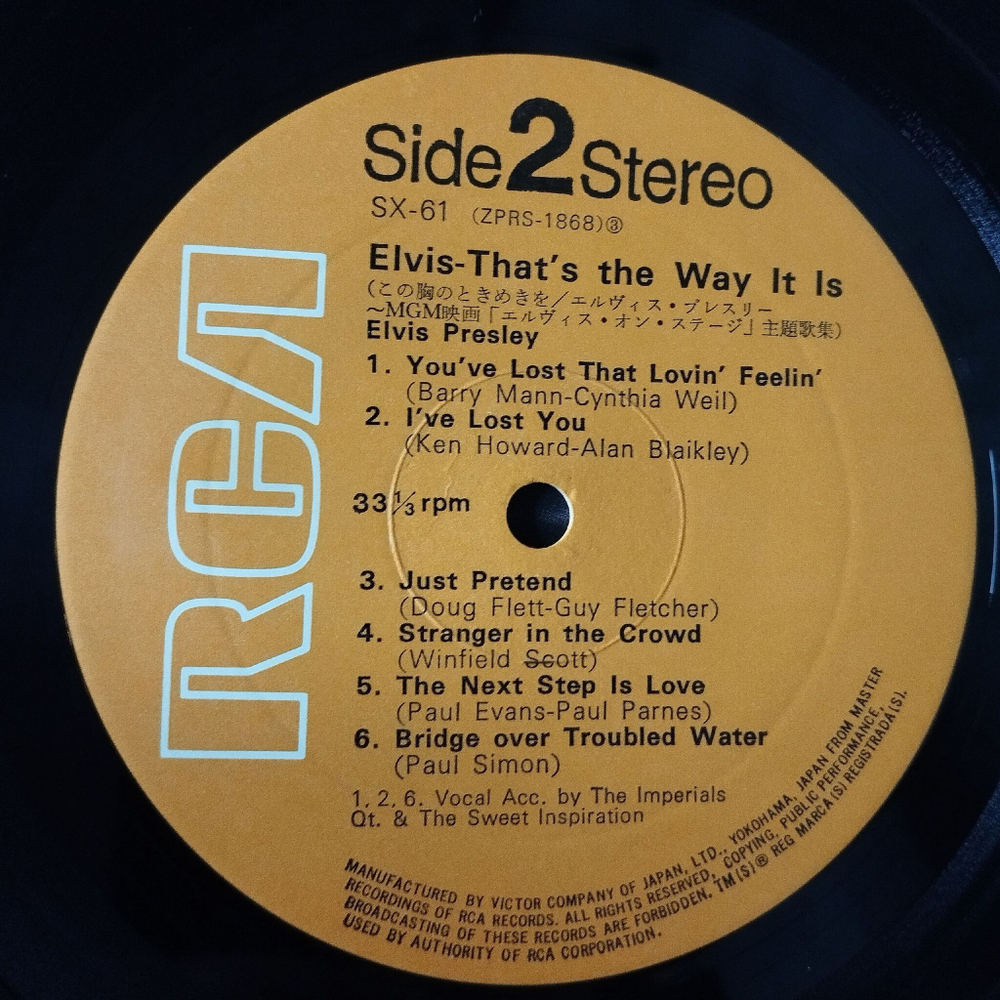 Винтажная виниловая пластинка LP Elvis Presley Элвис Пресли That The Way It Is (Japan 1971) (Obi) Twenty Days And Twenty Nights