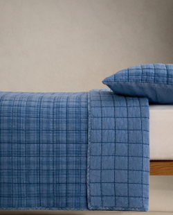 Zara Home покрывало детское из хлопка, синий, в клетку, 180x250 см