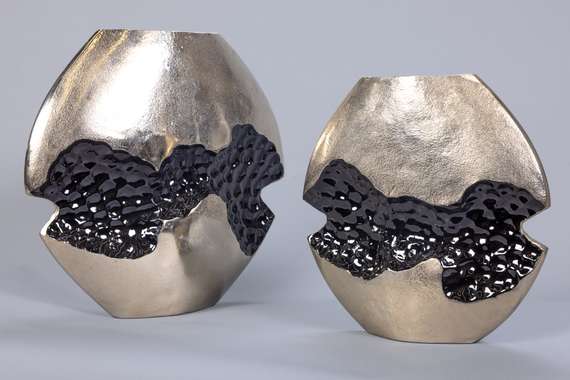 Ваза для цветов "Абстракция" большая серебро